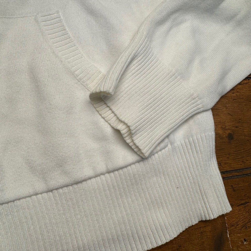 Eddie Bauer White Cotton Knit Zip Up Hoodie Sweater Women's M Mesh Detail - Picture 5 of 7